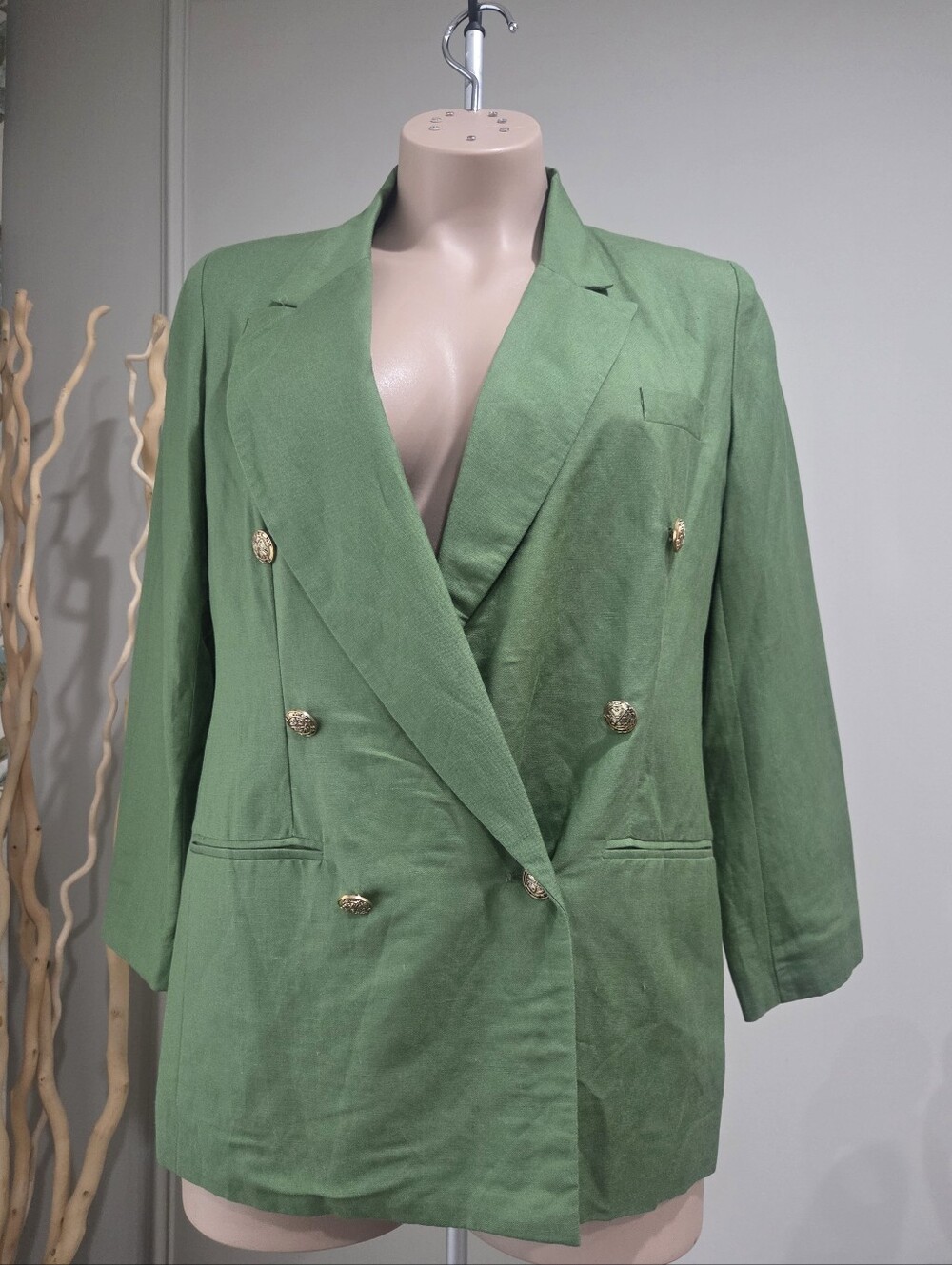Adolfo Studio Women's Double-Breasted Green Blazer Jacket Sz.12